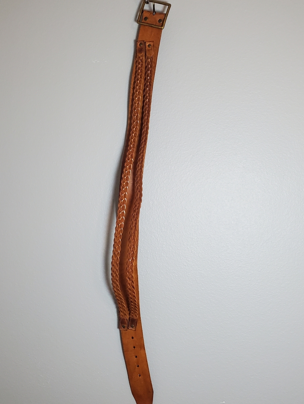 Linea Pelle Genuine Leather Women's Wide Braided Belt Boho Size Medium Brown - Picture 4 of 9